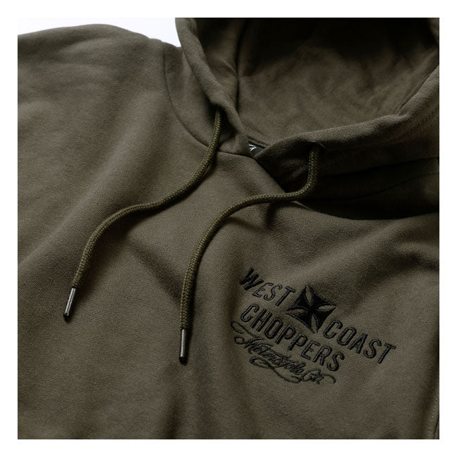 West Coast Choppers WCC Frisco Hoodie Groen met Geborduurd Logo en OG Cross Label