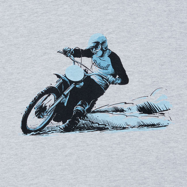 Braaapppp. Lean in; elbows out! Show the world you dig dirt bikes without the goofiness associated with the sport. 100% pre-shrunk 6oz cotton t-shirt is detailed with hand-screened water-based inks; woven clip tags and the irritating collar tag has been replaced by a screen-printed label. Biltwell consider this the perfect t-shirt blank; it''s got a buttery feel and is thick enough to be durable; but not a baggy old man shirt. It''s a true regular-fit; not a super thin slim-fit.