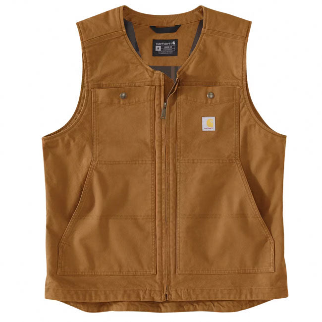 Carhartt Montana Duck Vest Bruin Met Flanelvoering Rugged Flex Borstzakken En Zijzakken