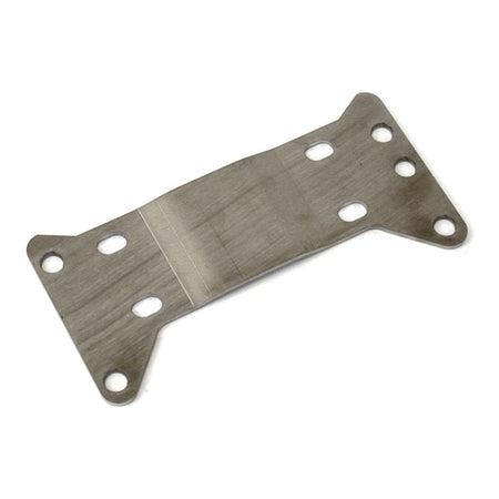 Stainless steel. Used in applications where additional offset is required. Custom offset replacement for the standard OEM 47698-86B transmission mount plate. Note: May not fit with aftermarket transmission housings.