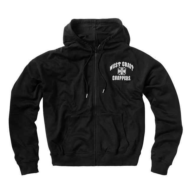 West Coast Choppers WCC Iron Oversized Zip Hoodie Zwart Raglan Mouwen Voor Maximale Bewegingsvrijheid