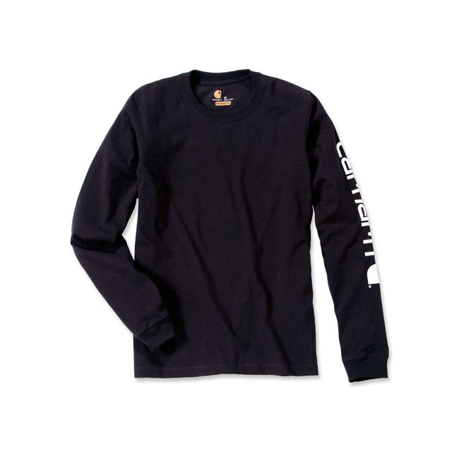 Carhartt Sleeve Logo Lange Mouw Zwart Met Signature Logo Print 229gsm Katoen Jersey