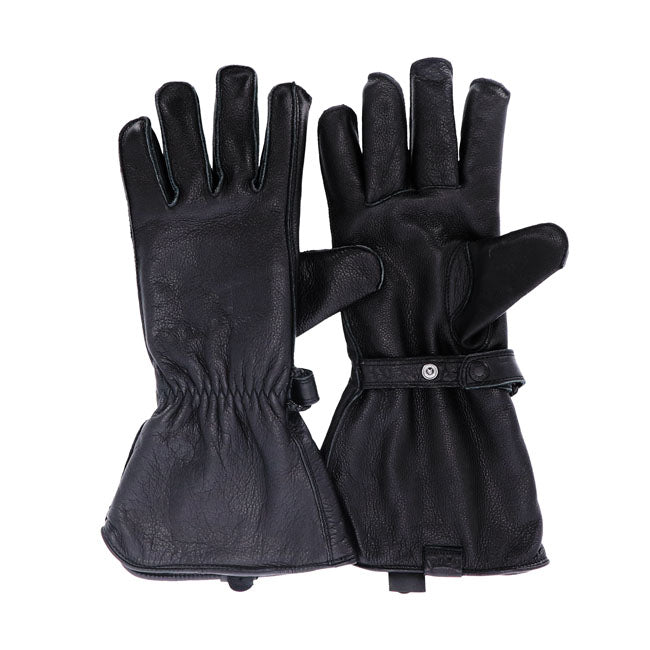 Get ready for some cold weather with the elegant vintage Roegr Jettson Gaunlet gloves. Its outer seams; inner lining and high shaft provide that comfy warm feeling. The Jettson Gaunlet gloves are full leather gloves with a press stud on the wrist for adjustment; some nice details and are CE approved by EN 13594:2015.