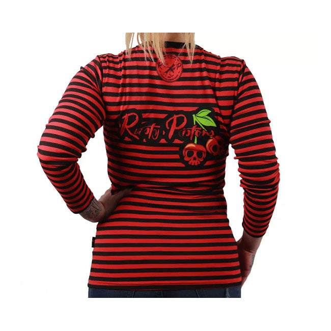 Check out this Rusty Pistons shirt; made of 95% cotton and 5% elastane for a soft and stretchy feel. This shirt features a deep round neckline; a long sleeve and Rusty Pistons stylish prints on the back. Whether you''re riding your bike or hanging out with your friends; you''ll love this shirt''s casual and cute vibe.