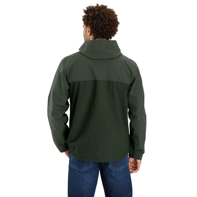 Rainy day? Bring it on. This lightweight Carhartt jacket seals out wind and heavy rain; so you stay dry and comfortable. Complete with water-repellent zippers and an adjustable hood; it has a fully seam-sealed design. Store small essentials inside the multiple pockets; and pack the jacket into its own pocket once the sun breaks through. Relaxed Fit Rain DefenderT - Durable Water repellent finish Wind FighterT - Wind resistant Storm DefenderT - Waterproof breathable laminated membrane Attached three-pie