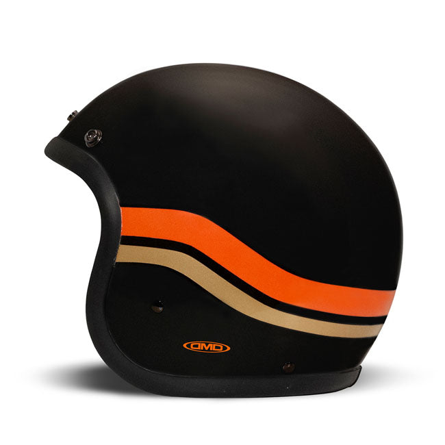 Embrace the fusion of classic style and modern functionality with the DMD Retro helmet; a nod to the iconic 70''s design. This helmet isn''t just a protective gear but a statement piece; crafted for those who dare to stand out. With its ECE 22.06 approved fiberglass shell available in three sizes; it offers a snug fit. The helmet is bluetooth ready; features integrated snaps for visors; and boasts a luxurious; washable lining with Velcro for a custom fit. Secured with a padded chin strap and a reliable Doub