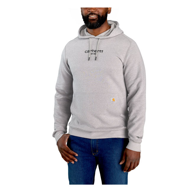 Stashed in your desk drawer or your back seat; this Carhartt relaxed-fit hoodie is your go-to when you need an extra layer. It''s lightweight; cotton-blend fabric features Carhartt ForceT technology for the ultimate in sweat-wicking; fast-drying; and stain-fighting power. Relaxed fit Carhartt ForceT - FastDryT combined with anti-microbial properties Attached three-piece hood with adjustable draw cord Long Raglan Sleeve Front hand warmer pockets with hidden media pocket Stretchable; elastane reinforced