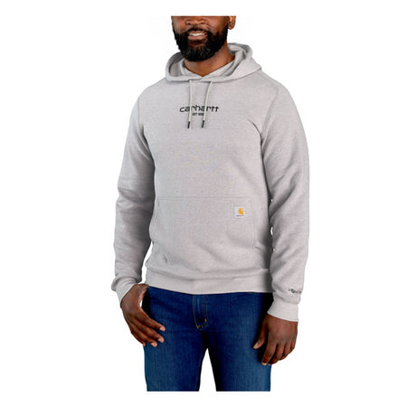 Stashed in your desk drawer or your back seat; this Carhartt relaxed-fit hoodie is your go-to when you need an extra layer. It''s lightweight; cotton-blend fabric features Carhartt ForceT technology for the ultimate in sweat-wicking; fast-drying; and stain-fighting power. Relaxed fit Carhartt ForceT - FastDryT combined with anti-microbial properties Attached three-piece hood with adjustable draw cord Long Raglan Sleeve Front hand warmer pockets with hidden media pocket Stretchable; elastane reinforced