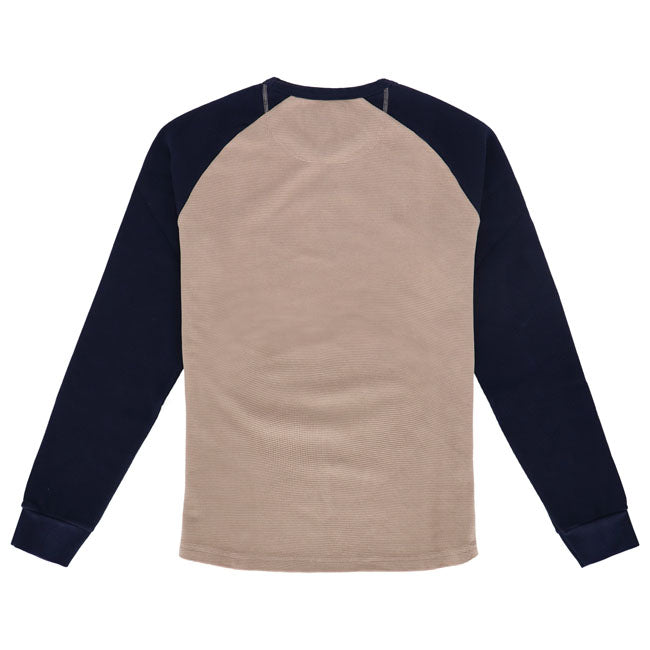 13 En Een Half Waffle Jersey Langarm Sand Navy Honderd Procent Katoen Vintage Motorclub Look