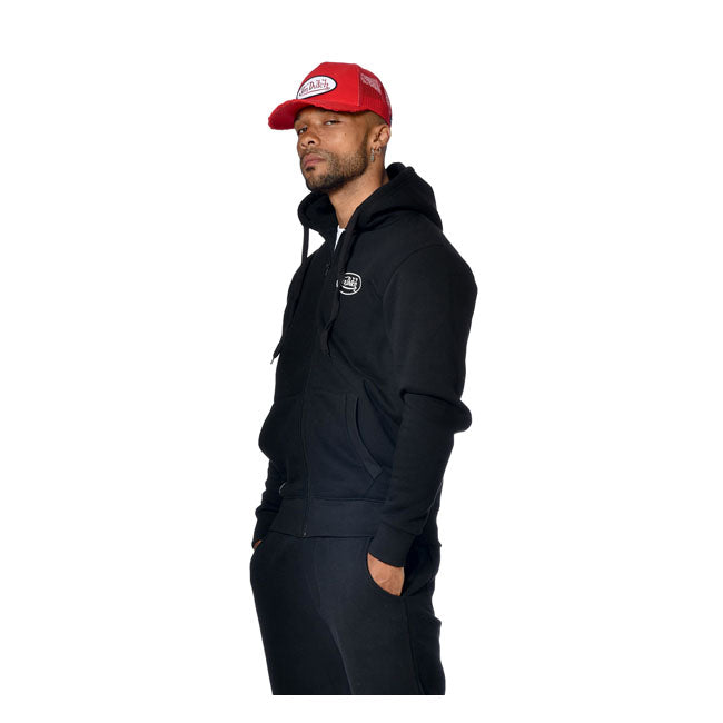 Von Dutch Logo Zip Hoodie Zwart Katoen Elastaan Mix Voor Draagcomfort Met Rits Kwaliteitsmerk