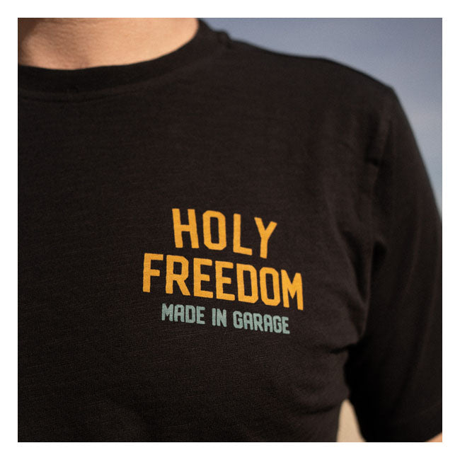 Holy Freedom Tiger T Shirt Zwart Slub Katoen Met Hartprint Voorzijde En Rugontwerp