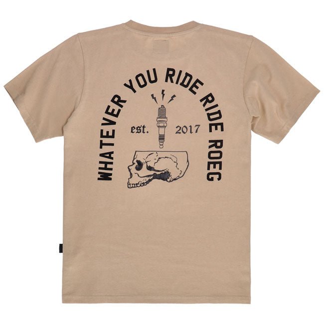 Roeg Spark T Shirt Zand Katoen 100 Procent Extra Zwaar Voor Motorrijders Duurzaam en Comfortabel