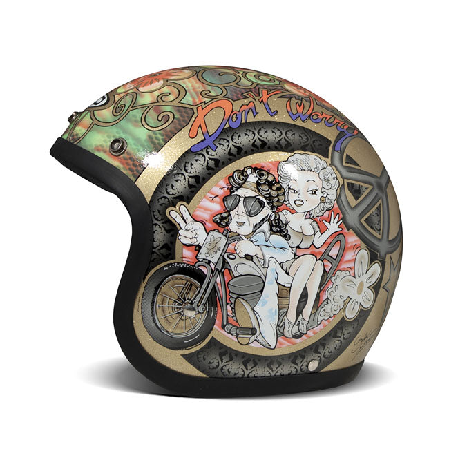 DMD Retro Woodstock Helm Fiberglass ECE 22.06 Drie Maten