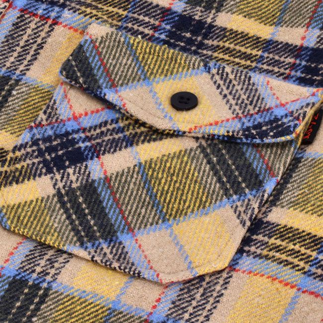 13 And A Half Company 13 1/2 Steel Flannel Shirt Geel Zware Katoen Roestvrijstalen Snaps Ruime Pasvorm