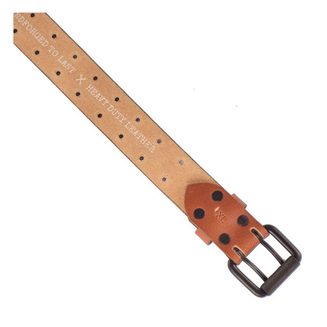 Trip Machine Riem Double Pin Vintage Tan Handgemaakt Leder Premium Motorrijdersriem Natuurleer Duurzaam
