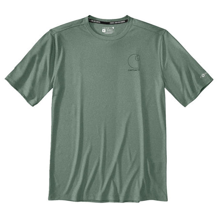 Stay protected and comfortable in the Carhartt Force Sun Defender t-shirt. Engineered to shield you from harmful UV rays; it's perfect for long days outdoors. This performance-driven t-shirt also features sweat-wicking technology to help you stay dry; no matter how hard you're working. Relaxed Fit Carhartt ForceT - FastDryT Technology is engineered to fight sweat and dry fast; so you stay cool and comfortable 24/7 Flat two needle cover stitch hem Carhartt "C Logo" silicon graphic on front left chest EN