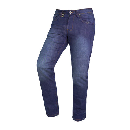 With the By City Bull jeans; CE approved EN17092-3: 2018 Level AA; you will have the comfort of street jeans; thanks to its abrasion resistant cotton denim fabric with blend yarn technology. The jeans is single layer of fabric; unlined; and has removable protections on the hip and knees (adjustable to two heights); CE certified EN1621-1: 2012 CE level 2. Features five outer pockets and YKK? zip fastening. Its slim-fit and modern fit will give you that style you want so much.
