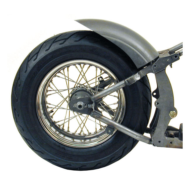 The raw material from which this fender was cut has a 39cm radius (78cm diameter). Check the tire radius of your specific tire for a fitment pre-check; allowing a no worries build. This fender is designed for use with 14" to 18" diameter tires; allowing 5-8cm for suspension travel. A special heat process is applied to each and every BK fender; after the welding process; to eliminate deformation and stress within the metal itself. Stress-free material will help avoid cracking or breaking when exposed to vibr