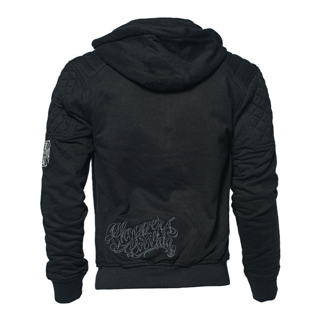 This WCC Por Vida zip hoodie is a beefy hoodie in heavy weight blend of cotton and polyester. The gang script logo on the chest is fully embroidered as well as the Choppers por Vida hit at the back. The hood is double layered with the fabric of the hoody to give it an extra beefy look! The hoody also features a high collar keeping you warm!