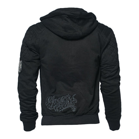 This WCC Por Vida zip hoodie is a beefy hoodie in heavy weight blend of cotton and polyester. The gang script logo on the chest is fully embroidered as well as the Choppers por Vida hit at the back. The hood is double layered with the fabric of the hoody to give it an extra beefy look! The hoody also features a high collar keeping you warm!