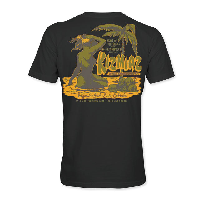 Lucky 13 Kizmias T Shirt Zwart Volledig Katoen Zwaargewicht Rugopdruk En Logo Voor Dagelijks Gebruik