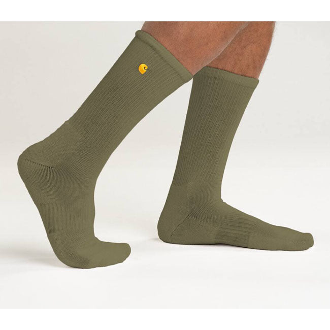 An everyday staple; these midweight; crew socks by Carhartt offer go-to comfort for routine wear. Sweat-fighting yarns manage moisture and dry quickly to keep your feet comfortable. Enhanced heel pocket for secure fit Knit Carhartt ForceT - FastDryT Technology is engineered to fight sweat and dry fast; so you stay cool and comfortable 24/7 Crew sock Heel; arch and toe cushioning Arch Support for Stability Ribbed channels improve ventilation on leg Carhartt logo embroided on the outer sides of both s