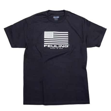 Feuling Flag T Shirt Zwart Katoen Regular Pasvorm Unisex
