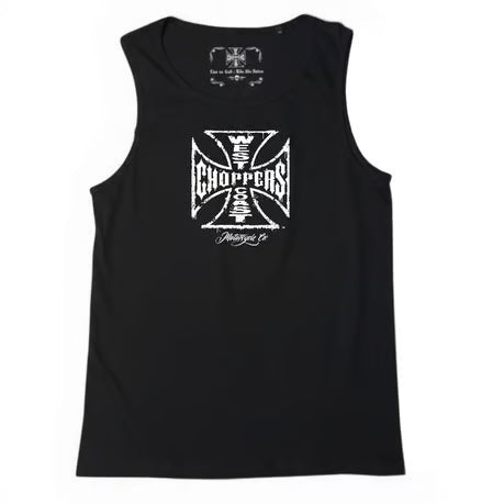 West Coast Choppers Worn Cross Tanktop 100 Procent Katoen Zwart