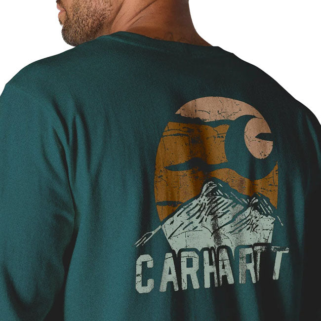 Carhartt Mountain Long Sleeve Groenstone Heavyweight Jersey Relaxed Fit Met Borstzak