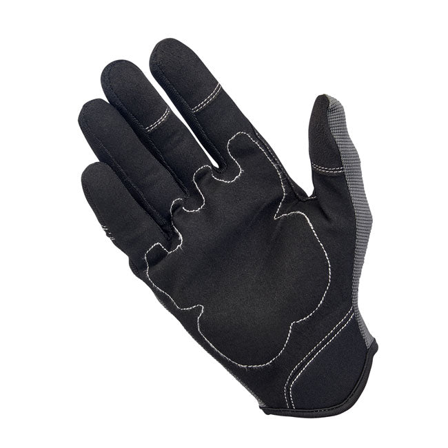 Biltwell Moto Gloves are designed for riding and working on motorcycles-no carbon fiber; no fringe and no compromises. Rugged single- and double-needle polyester stitching throughout and smart screen thumb and finger tips. Synthetic leather palms provide traction while ventilated backs breathe to keep hands cool and dry.
