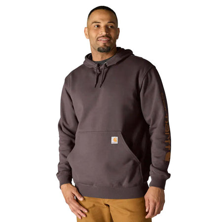 Cut the morning chill with this Carhartt Sleeve logo hoodie. A traditional cotton blend makes for versatile layering. Carhartt durability and familiar hoodie comfort mean you can strap on your tool belt or relax with equal ease. Available in a range of iconic and seasonal colors.  Loose fit Attached three-piece hood with adjustable draw cord Two lower front hand warmer pockets Stretchable; elastane reinforced rib knit cuffs and waistband Carhartt "Signature Logo" plastisol graphic print on left sleeve