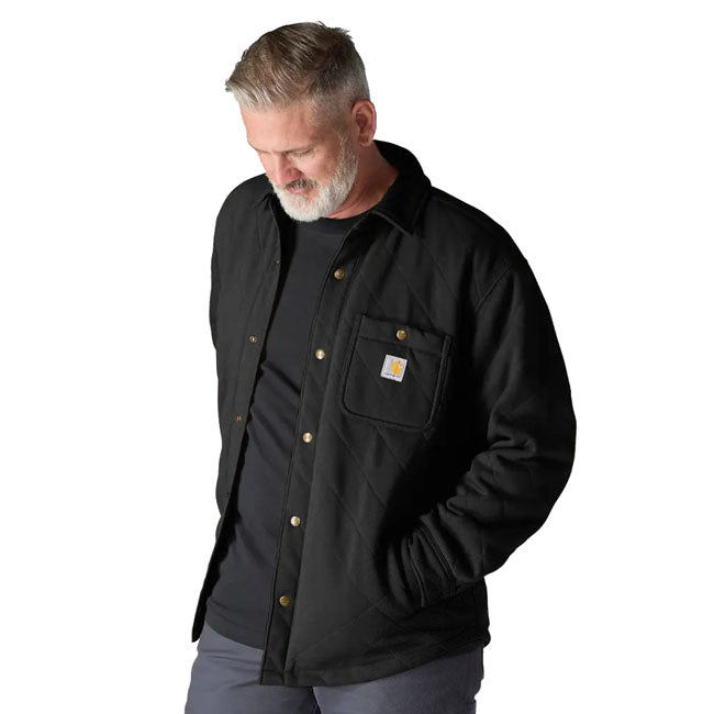 Carhartt Gequilte Snap Front Overhemd Zwart Warme Fleece Met Voering Regenbestendig