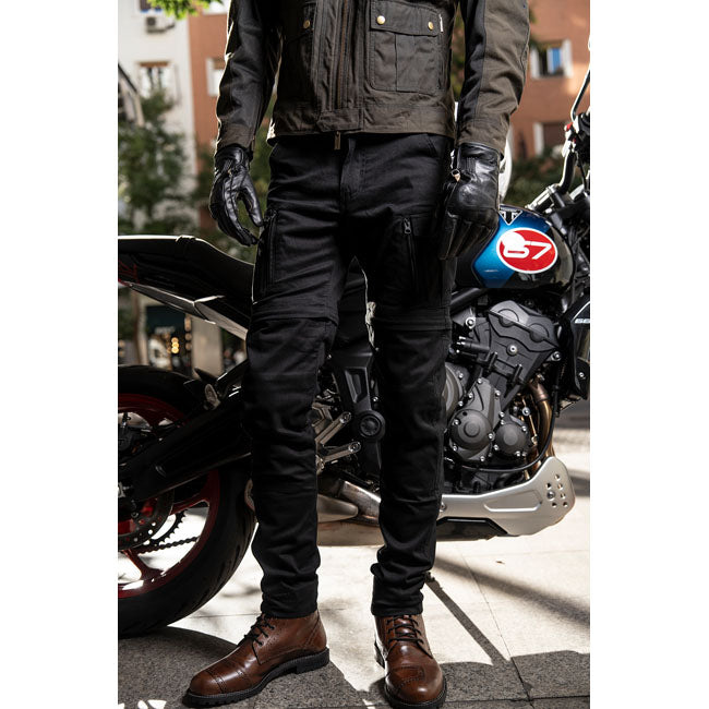 The By City Air IV pants made of abrasion resistant cotton fabric with core yarn technology; offering an excellent combination of safety; comfort and functionality. Its single-layer; unlined design makes it a lightweight garment; while the detachable leg and ventilation openings on both legs provide great versatility and coolness on warmer days. Seven outer pockets; stretch fabric on the lower back and YKKr zipper closure for comfort. It also has inner pockets for hip and knee protections; with foam hip pro