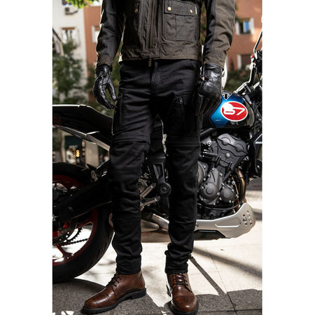 The By City Air IV pants made of abrasion resistant cotton fabric with core yarn technology; offering an excellent combination of safety; comfort and functionality. Its single-layer; unlined design makes it a lightweight garment; while the detachable leg and ventilation openings on both legs provide great versatility and coolness on warmer days. Seven outer pockets; stretch fabric on the lower back and YKKr zipper closure for comfort. It also has inner pockets for hip and knee protections; with foam hip pro