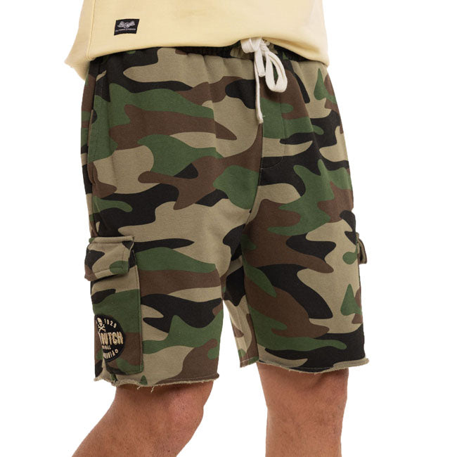Von Dutch Cargo Shorts French Terry Acid Wash Camouflage Comfortabel Zomerse Streetwear Voor Mannen