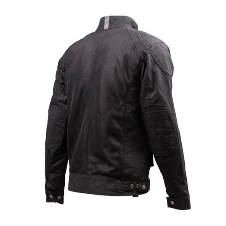 The By City Teneree Venty IV jacket made of perforated mesh fabric and waxed cotton with reflective material on the collar. Includes 4 outside pockets and 2 inside. Adjustable waist arms; central YKK double slider zipper; back protector pocket (protection not included) removable "Flexishock" protections elbows shoulders certified EN1621 1: 2012 CE Level. The jacket is EN17092 4: 2020 A certified. Available for men and female.