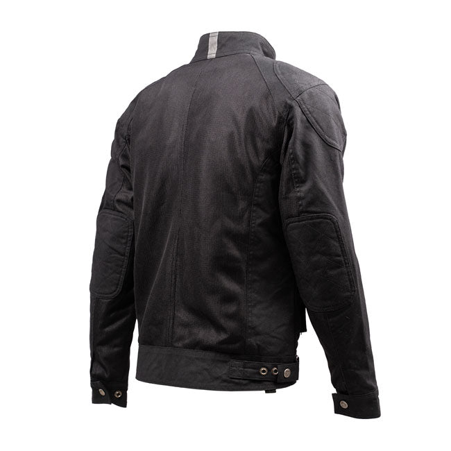 The By City Teneree Venty IV jacket made of perforated mesh fabric and waxed cotton with reflective material on the collar. Includes 4 outside pockets and 2 inside. Adjustable waist arms; central YKK double slider zipper; back protector pocket (protection not included) removable "Flexishock" protections elbows shoulders certified EN1621 1: 2012 CE Level. The jacket is EN17092 4: 2020 A certified. Available for men and female.