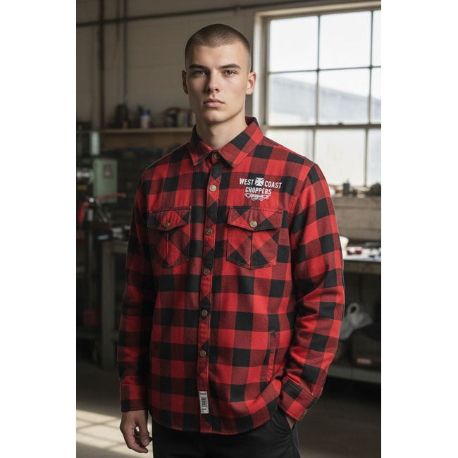 West Coast Choppers WCC Kevlar Rijshirt Rood/Zwart