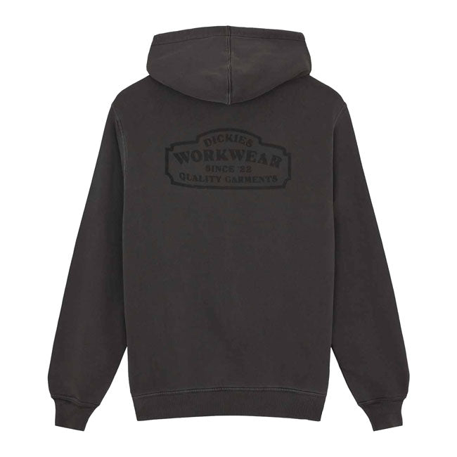 The Dickies Christiana hoodie is a relaxed fit garment dyed hoodie. Made with 340GSM cotton blend; featuring kangaroo pockets; ribbed cuffs and hem; dyed-to-match iconic woven Dickies hem loop label; and vintage inspired signage artwork graphic in small on left front chest; and large on the back. A comfortable and warm everyday piece for the colder months.