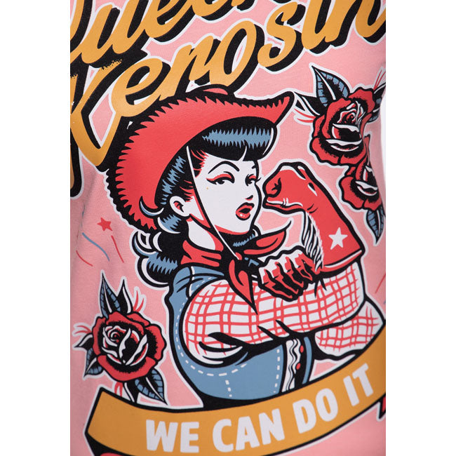 Queen Kerosin We Can Do It T Shirt Roze Retro Empowerment Motorstijl King Kerosin