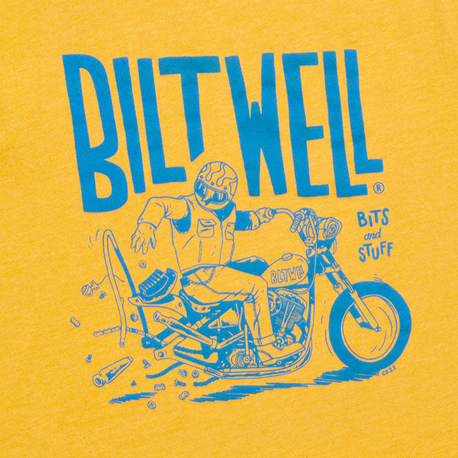 If you've ever worked on your own motorcycle; you know this anxiety! That moment when the rider realizes he failed to tighten the axle and things are going bad in a hurry. The Biltwell Oops tanktop is a 3.5 oz.; 65/35 polyester/combed cotton in a relaxed fit blank. Hemmed with oversized armholes and 1x1 baby rib set-in collar. Slight taildrop hem with side seams and a lightly screen-printed label.