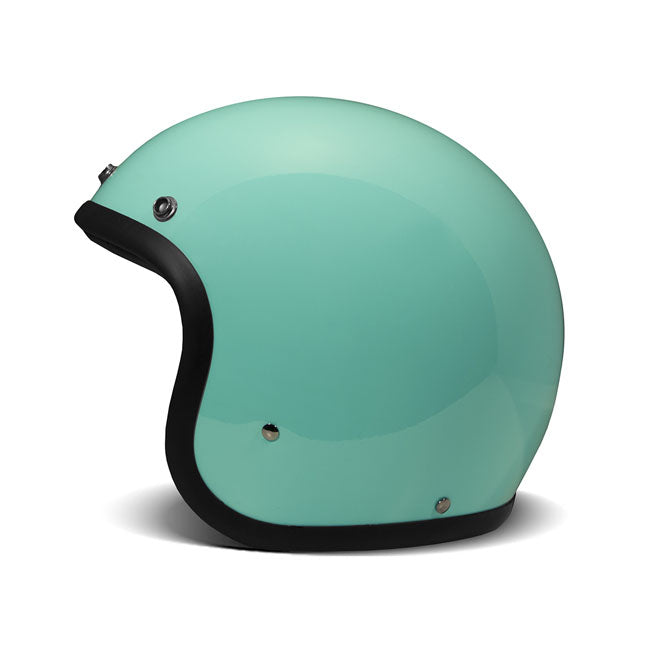 DMD Retro Helm Turquoise ECE 22.06 Fiberglass Shell Bluetooth Ready Double D-ring Sluiting Drie Maten