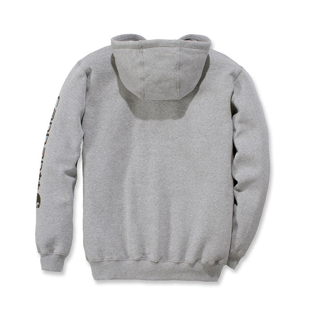 Cut the morning chill with this Carhartt Sleeve logo hoodie. A traditional cotton blend makes for versatile layering. Carhartt durability and familiar hoodie comfort mean you can strap on your tool belt or relax with equal ease. Available in a range of iconic and seasonal colors.  Loose fit Attached three-piece hood with adjustable draw cord Two lower front hand warmer pockets Stretchable; elastane reinforced rib knit cuffs and waistband Carhartt "Signature Logo" plastisol graphic print on left sleeve
