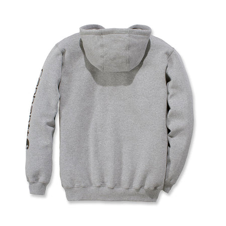 Cut the morning chill with this Carhartt Sleeve logo hoodie. A traditional cotton blend makes for versatile layering. Carhartt durability and familiar hoodie comfort mean you can strap on your tool belt or relax with equal ease. Available in a range of iconic and seasonal colors.  Loose fit Attached three-piece hood with adjustable draw cord Two lower front hand warmer pockets Stretchable; elastane reinforced rib knit cuffs and waistband Carhartt "Signature Logo" plastisol graphic print on left sleeve