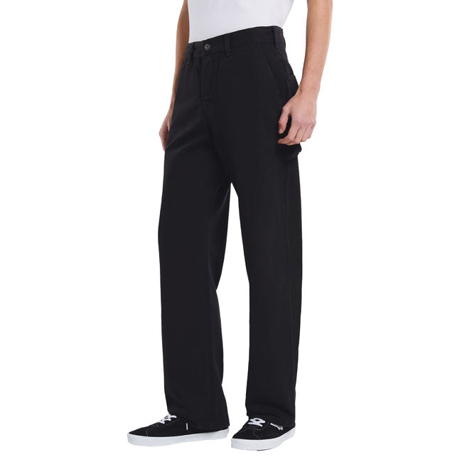 Dickies Canvas Carpenter Loose Broek Zwart Met Hamerlus En Timmermanszakken Voor Werkplaats