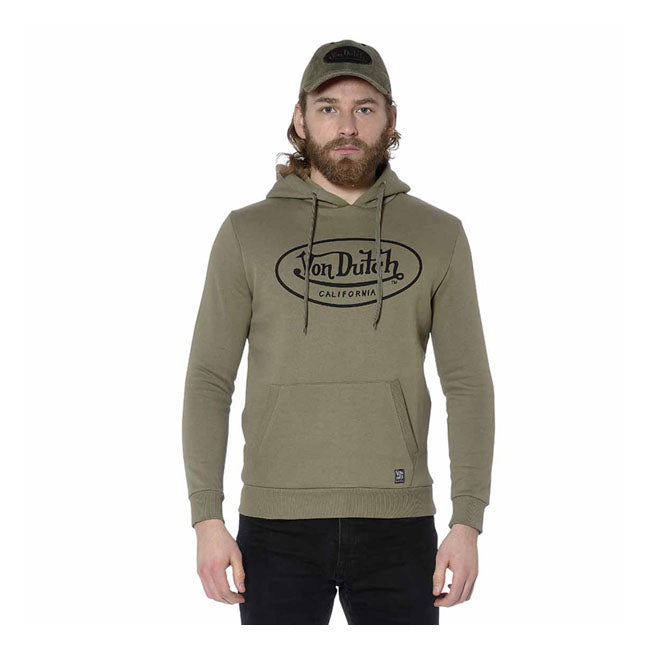 Von Dutch Logo Hoodie Legergroen Katoen Elastaan