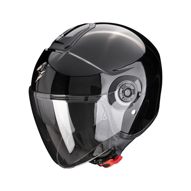 The Scorpion EXO-City was designed to offer a modern; protective; practical; and functional product for those riders that need more than just a normal jet helmet. The face shield is specially extended in length for serious wind blocking; and the internal drop down Speedviewr sun visor protects the rider from excessive UV light and washable KwikWickrC liner will keep you comfortable and fresh with its moisture-wicking properties. The helmet is ECE R22.06 approved.
