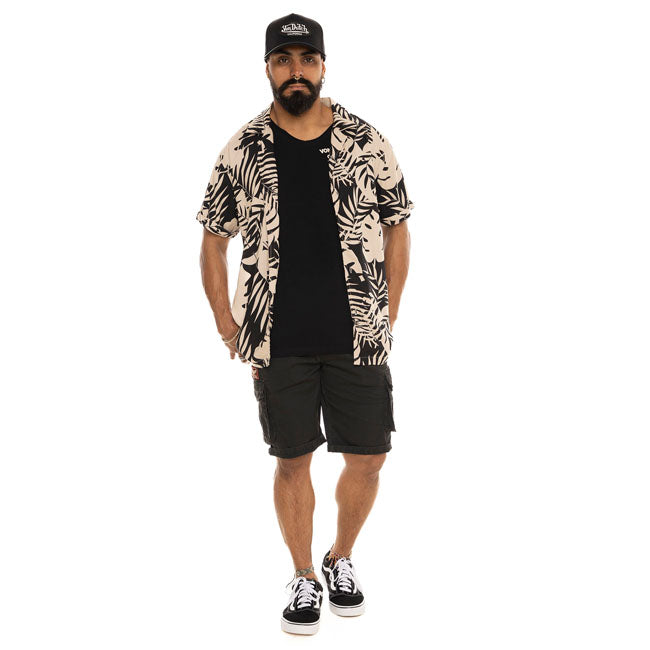 Von Dutch Palm Shirt Zwart Viscose Materiaal Geïnspireerde Amerikaanse Motorcultuur Heritage Streetwear