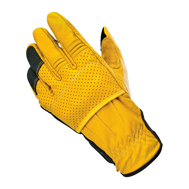 Biltwell Borrego Handschoenen Goud Zwart Voor Motorrijders CE Keurmerk Leer Knokkelbescherming