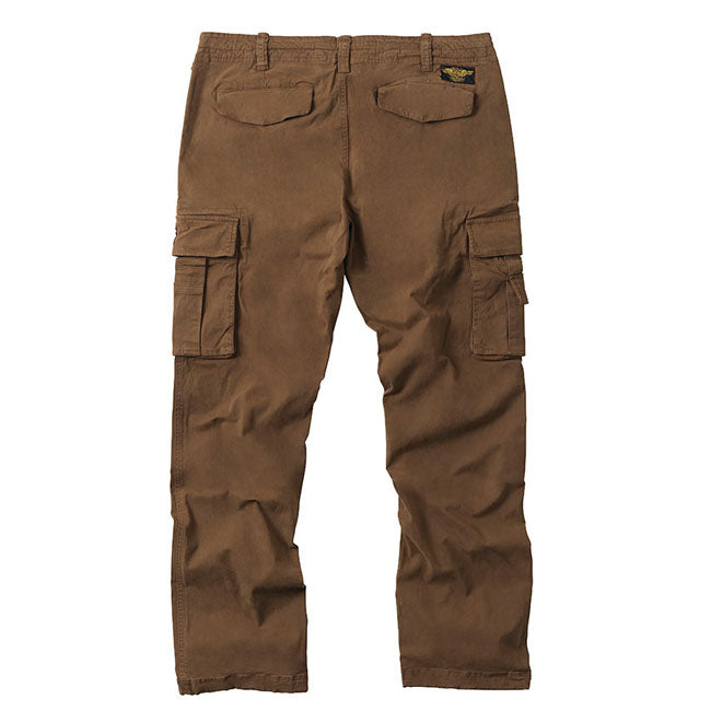 Step into rugged style with the West Coast Choppers CFL cargo pants. Crafted from a durable blend of 97% cotton and 3% spandex; these pants offer both comfort and flexibility. Featuring a YKK zipper; two side pockets with button closures; and adjustable waist tabs; they provide a secure and customizable fit. Distinctive branding details; including the WCC label on the left pocket; the Jesse James Workwear logo embroidered on the right; and a woven WCC wing logo above the right back pocket; add authentic cho